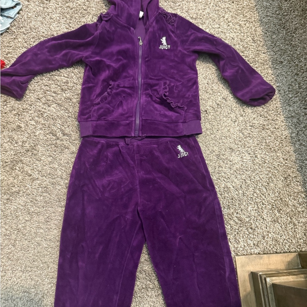 Juicy Couture Deep Purple Velour Hoodie & Sweatpants Set